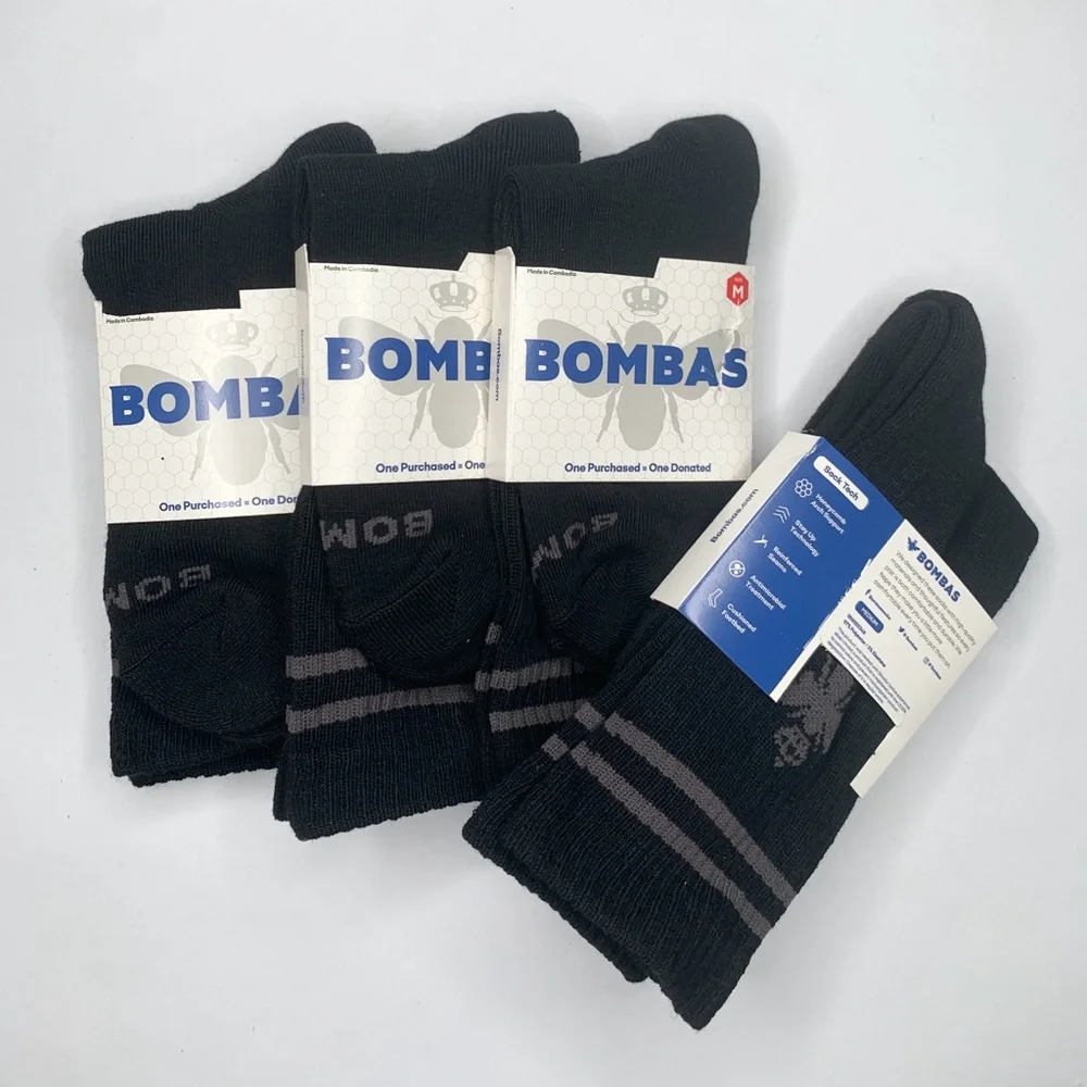 Bombas Black and Gray Athletic Socks